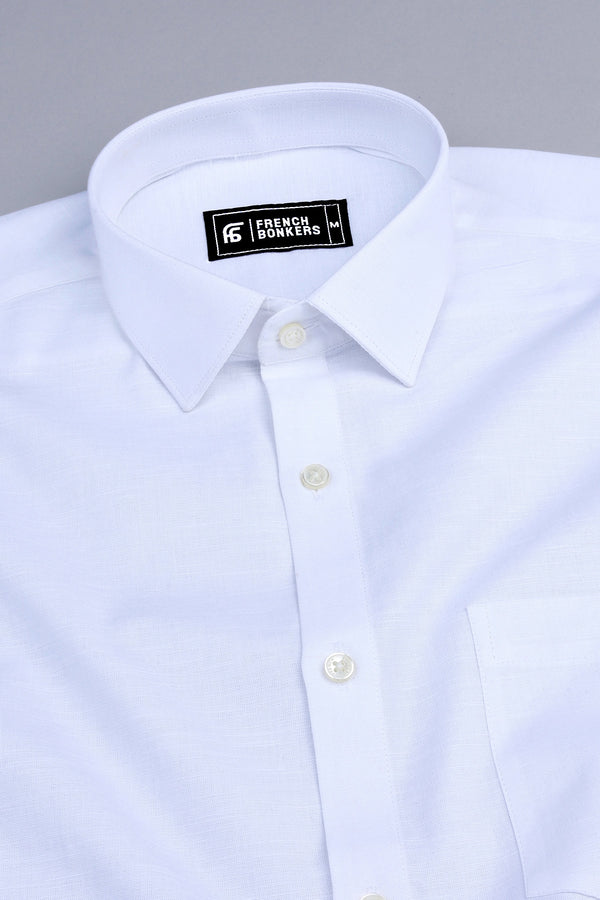 Shiny white cotton linen shirt