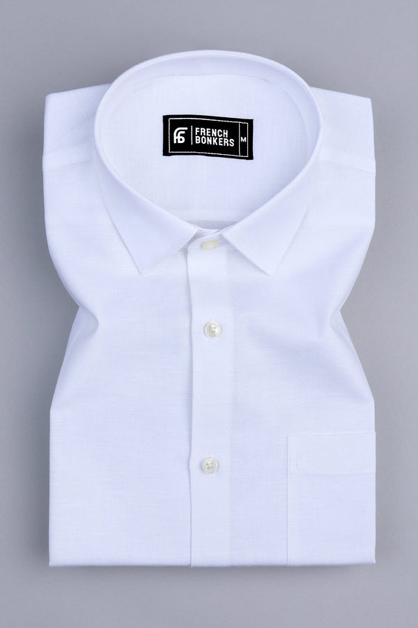 Shiny white cotton linen shirt