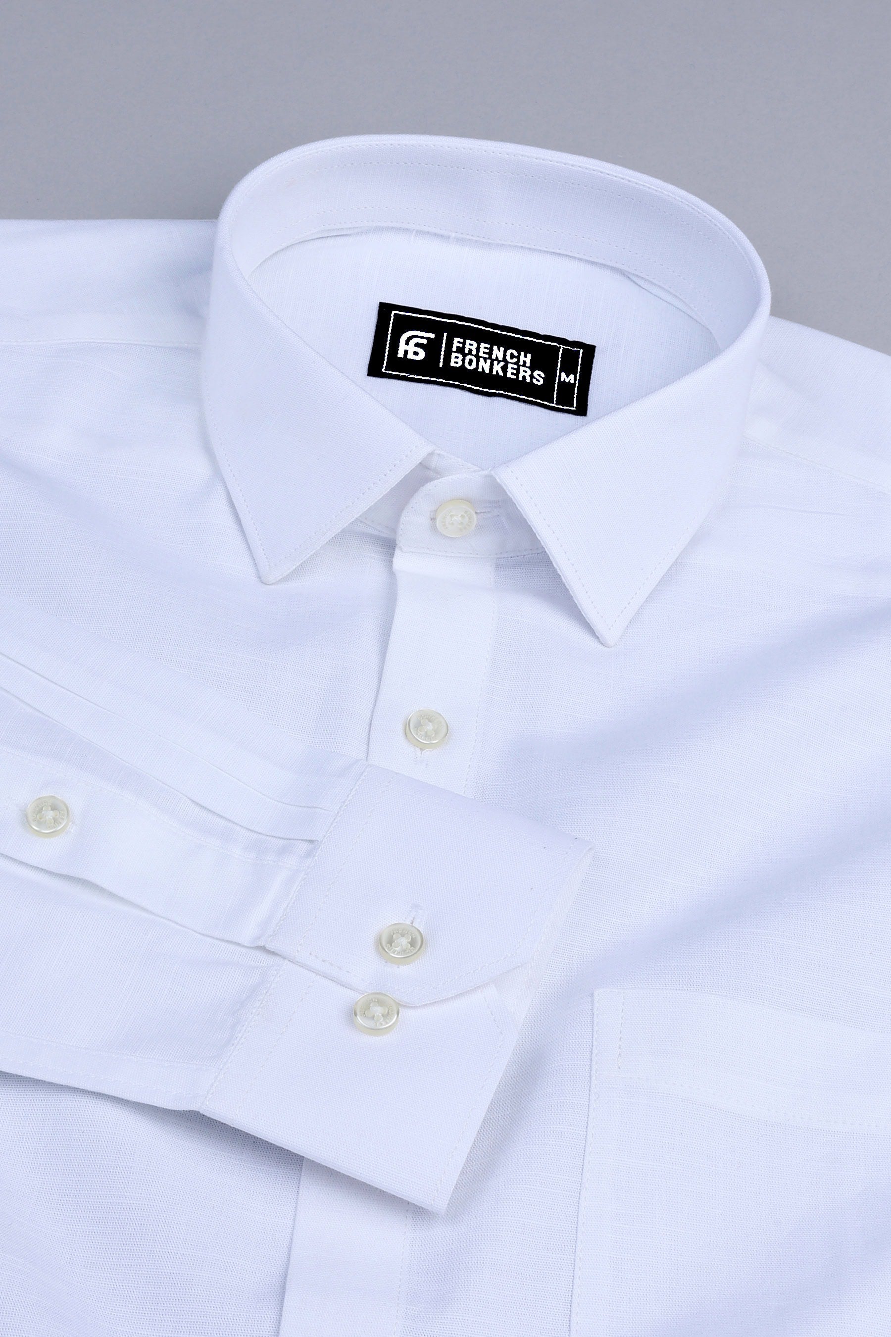 Shiny white cotton linen shirt