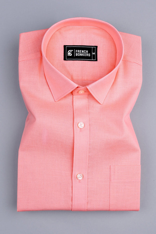 Shiny light orange cotton linen shirt