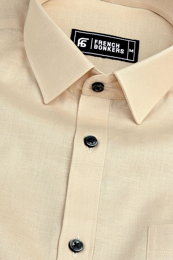 Shiny light brown cotton linen shirt