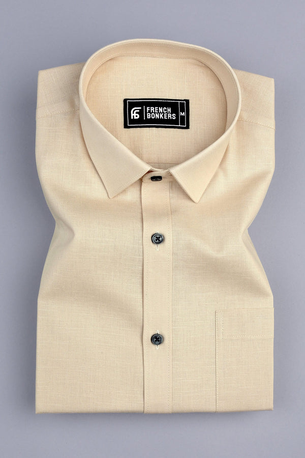 Shiny light brown cotton linen shirt