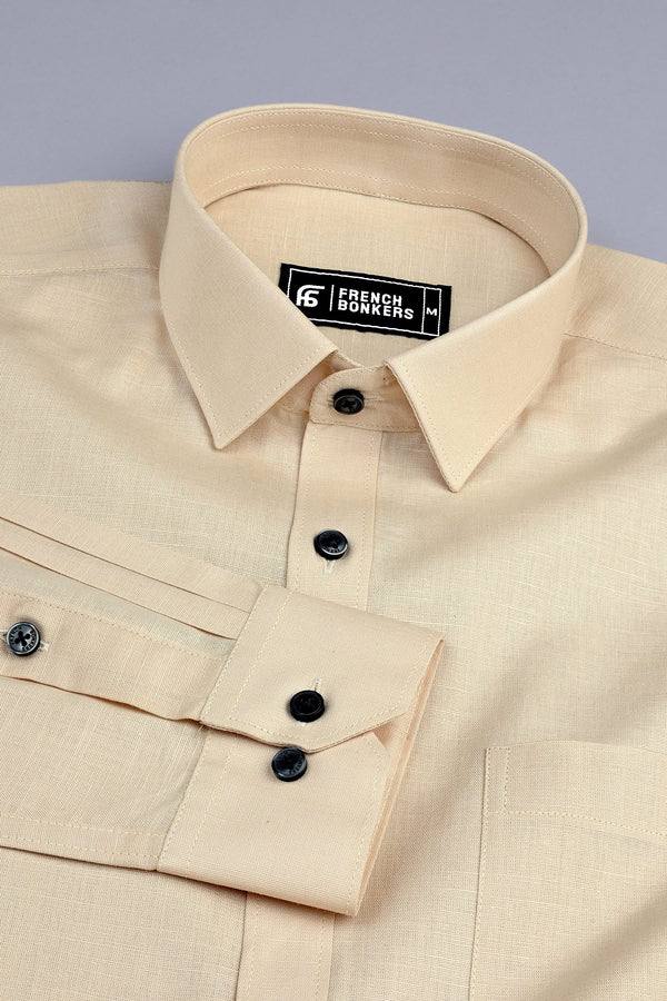 Shiny light brown cotton linen shirt