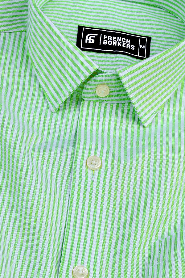 Lime green and white oxford stripe shirt