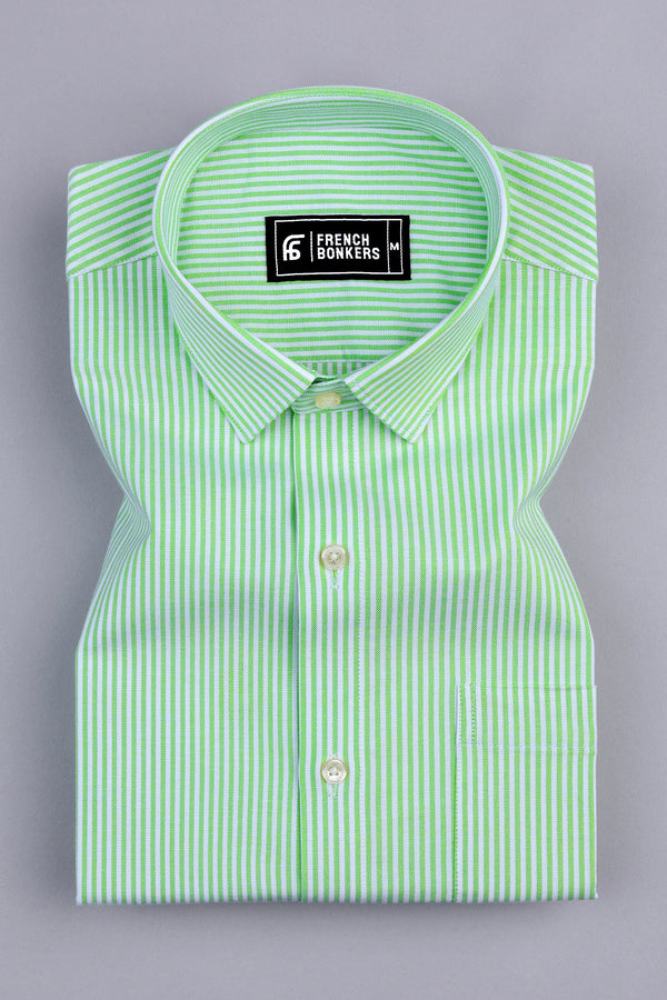 Lime green and white oxford stripe shirt