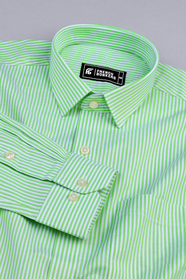 Lime green and white oxford stripe shirt