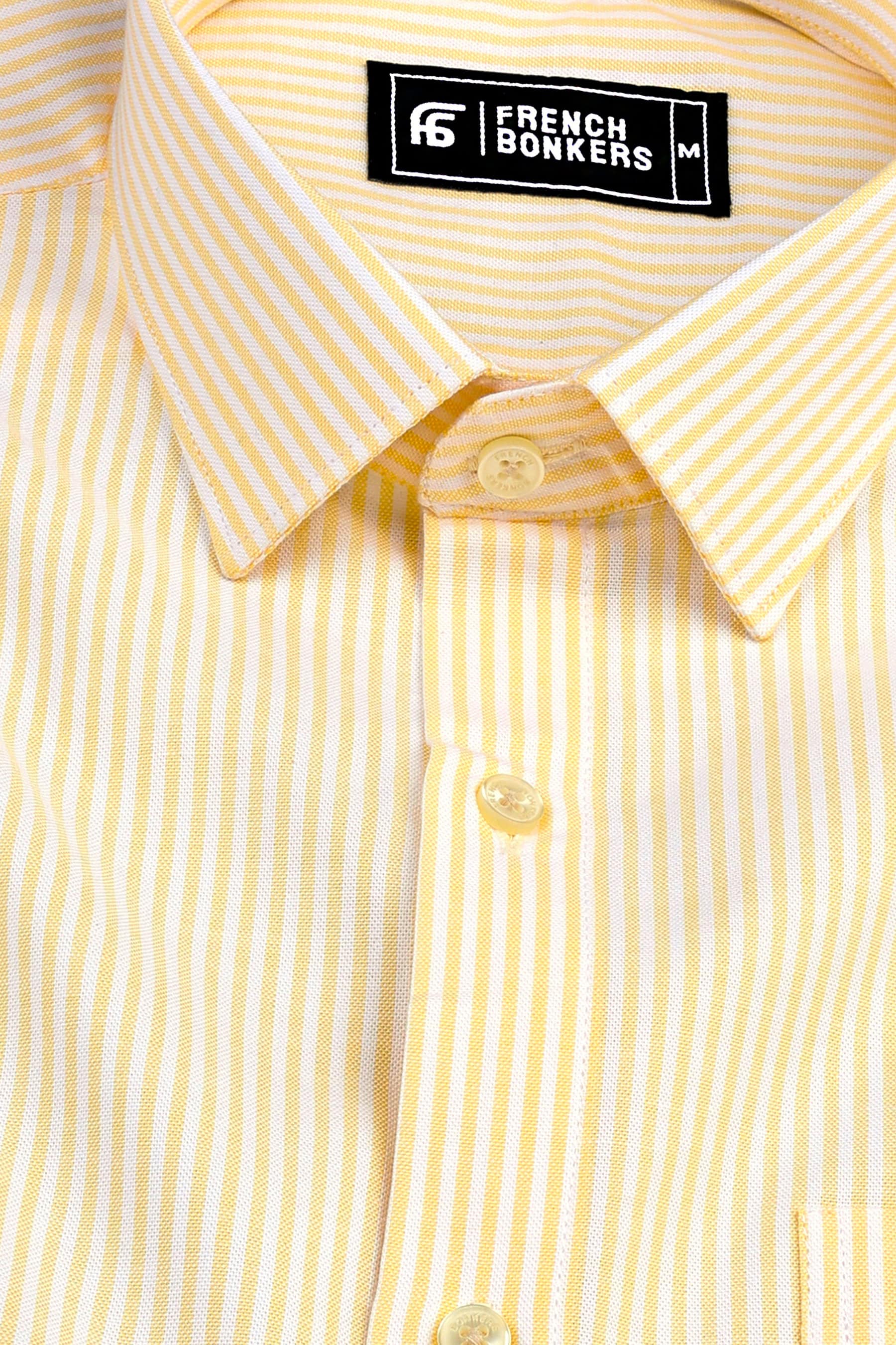 Butter yellow and white oxford stripe shirt