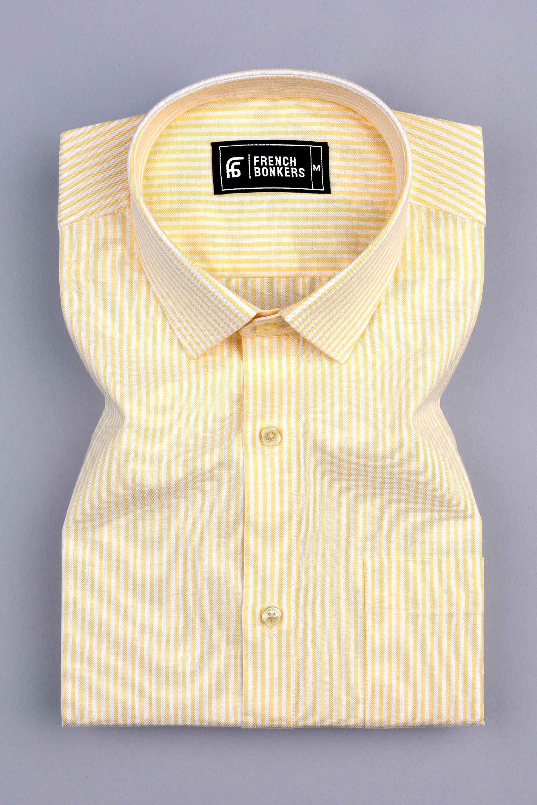 Butter yellow and white oxford stripe shirt