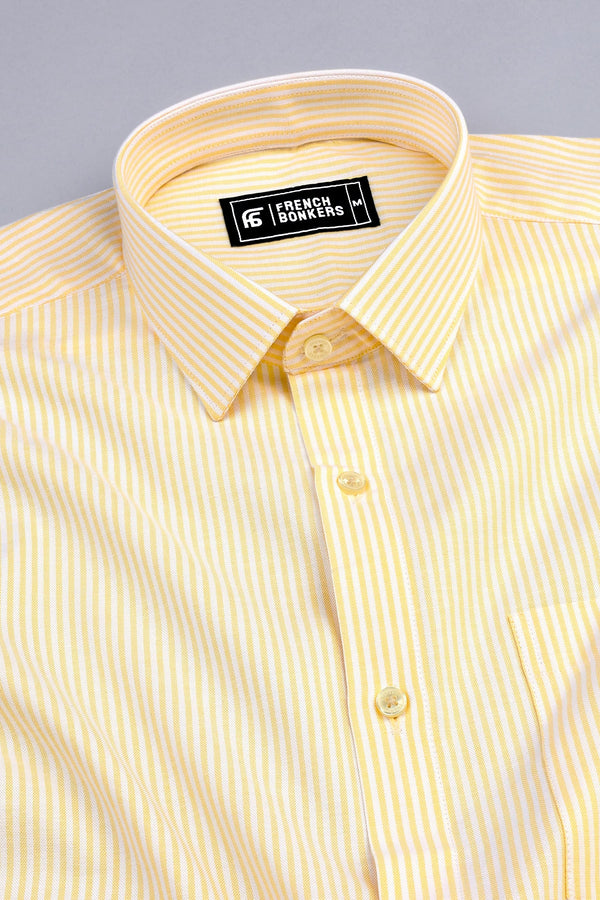 Butter yellow and white oxford stripe shirt