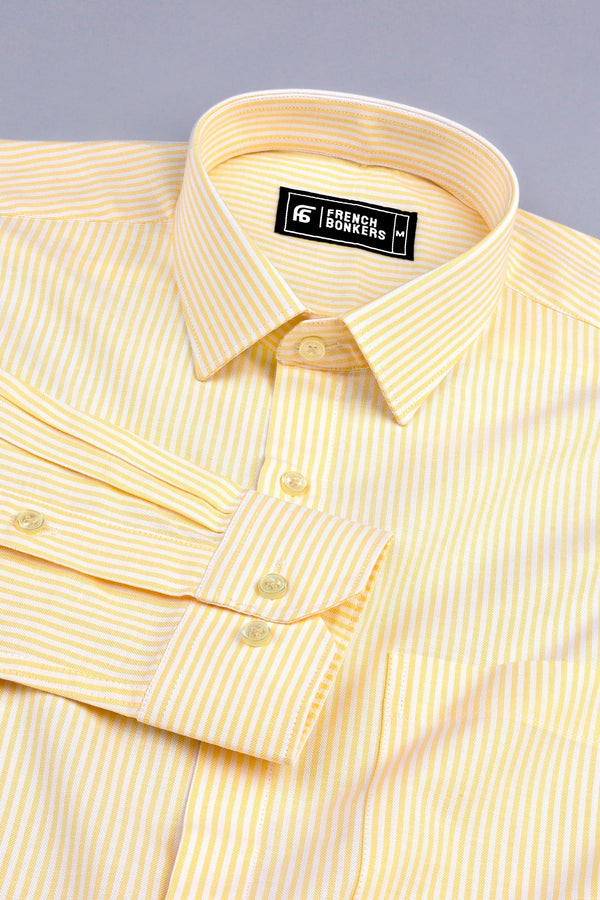 Butter yellow and white oxford stripe shirt