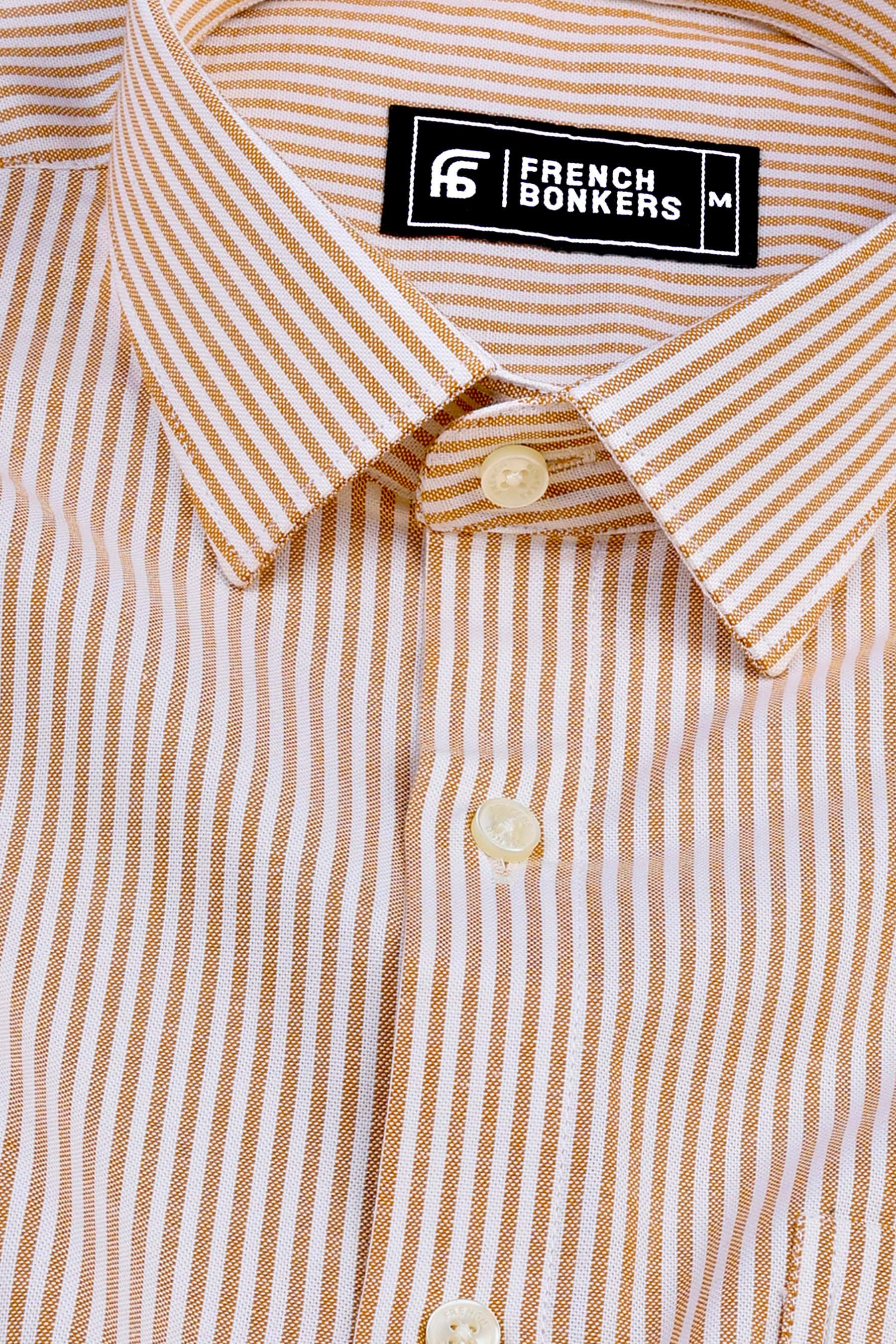 Brown and white oxford stripe shirt