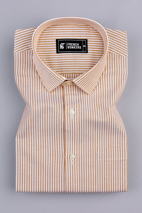 Brown and white oxford stripe shirt