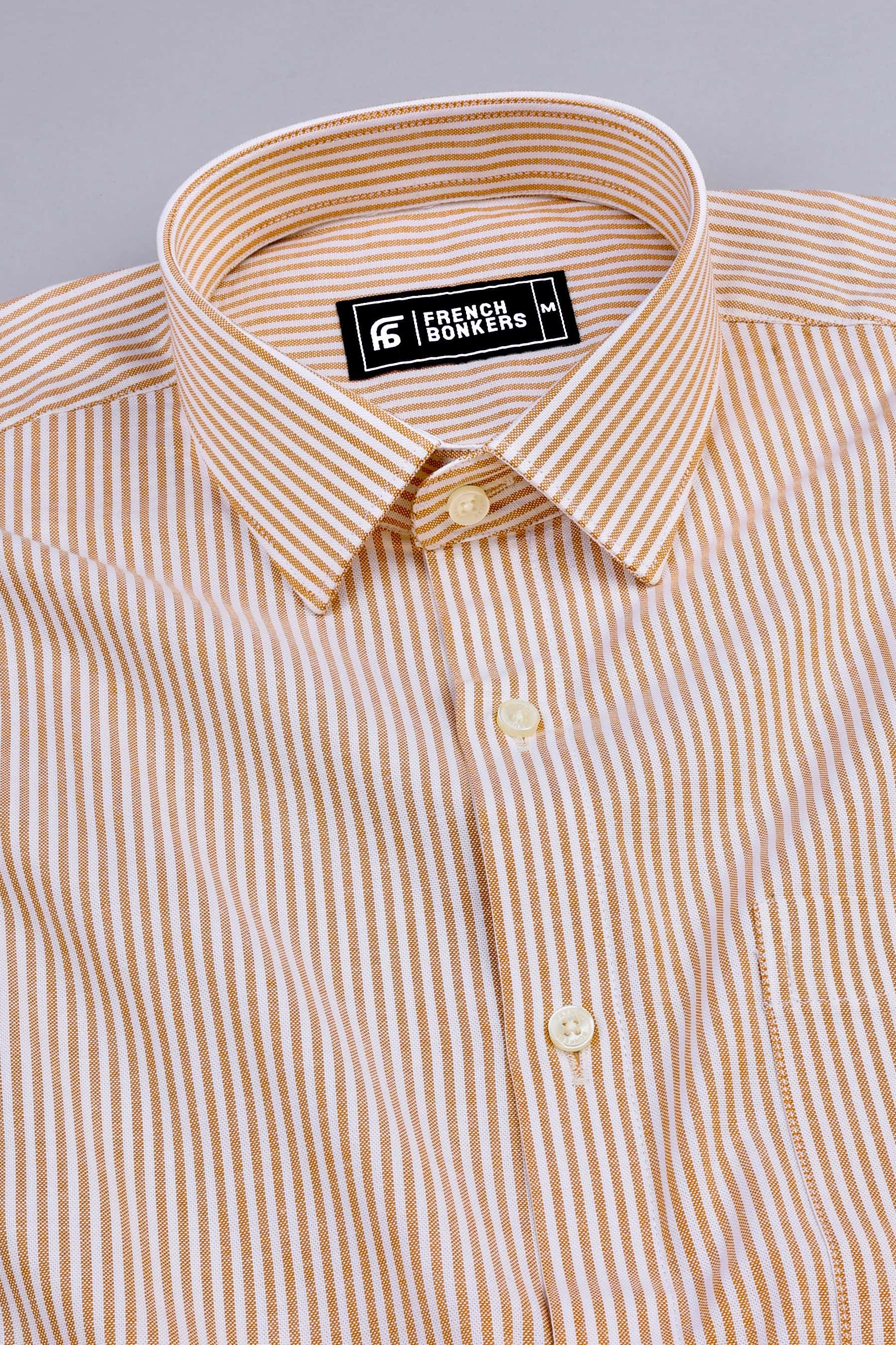 Brown and white oxford stripe shirt