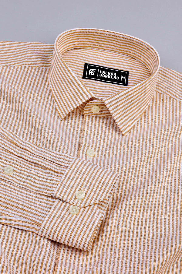 Brown and white oxford stripe shirt