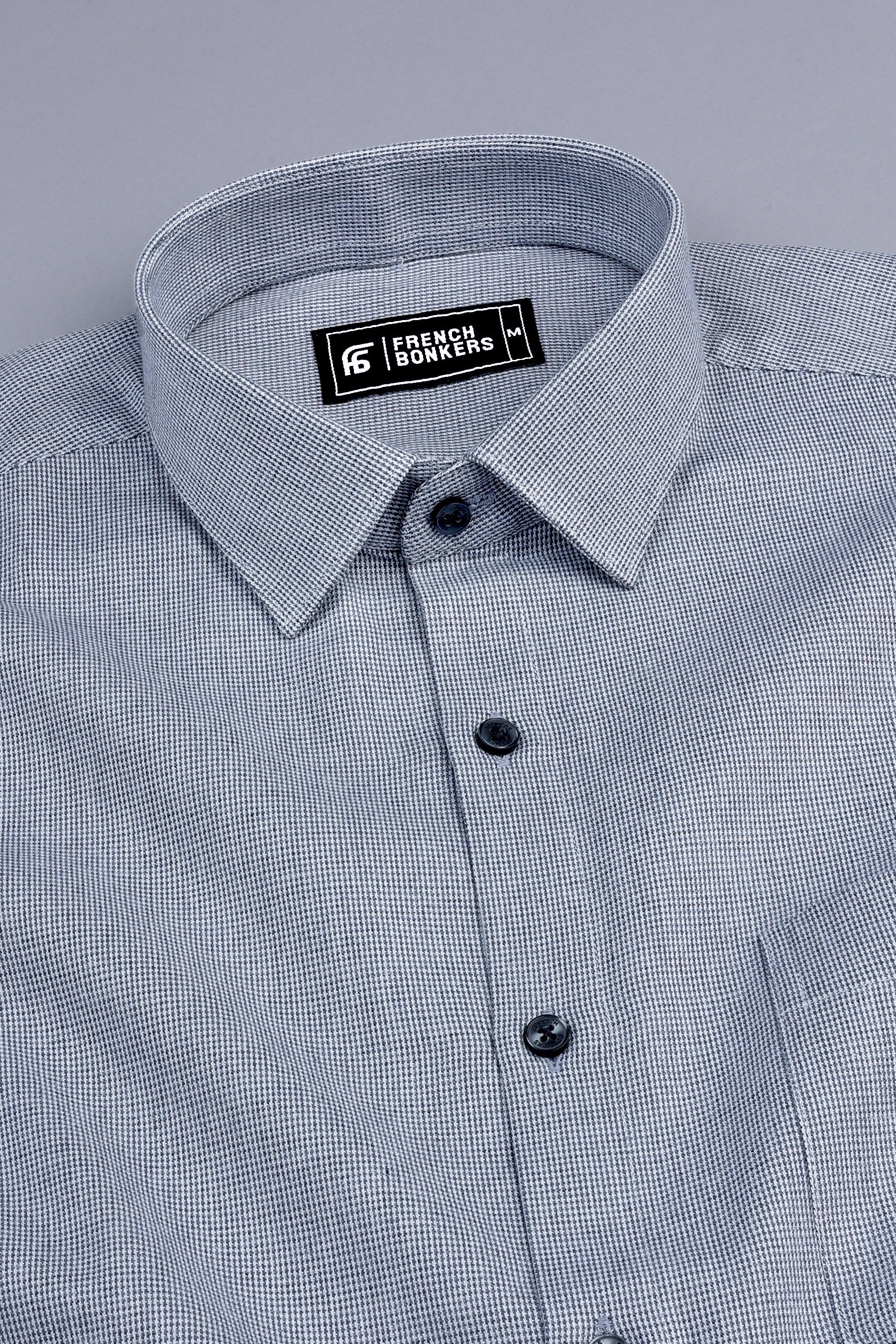 Vestia dark grey cotton solid shirt