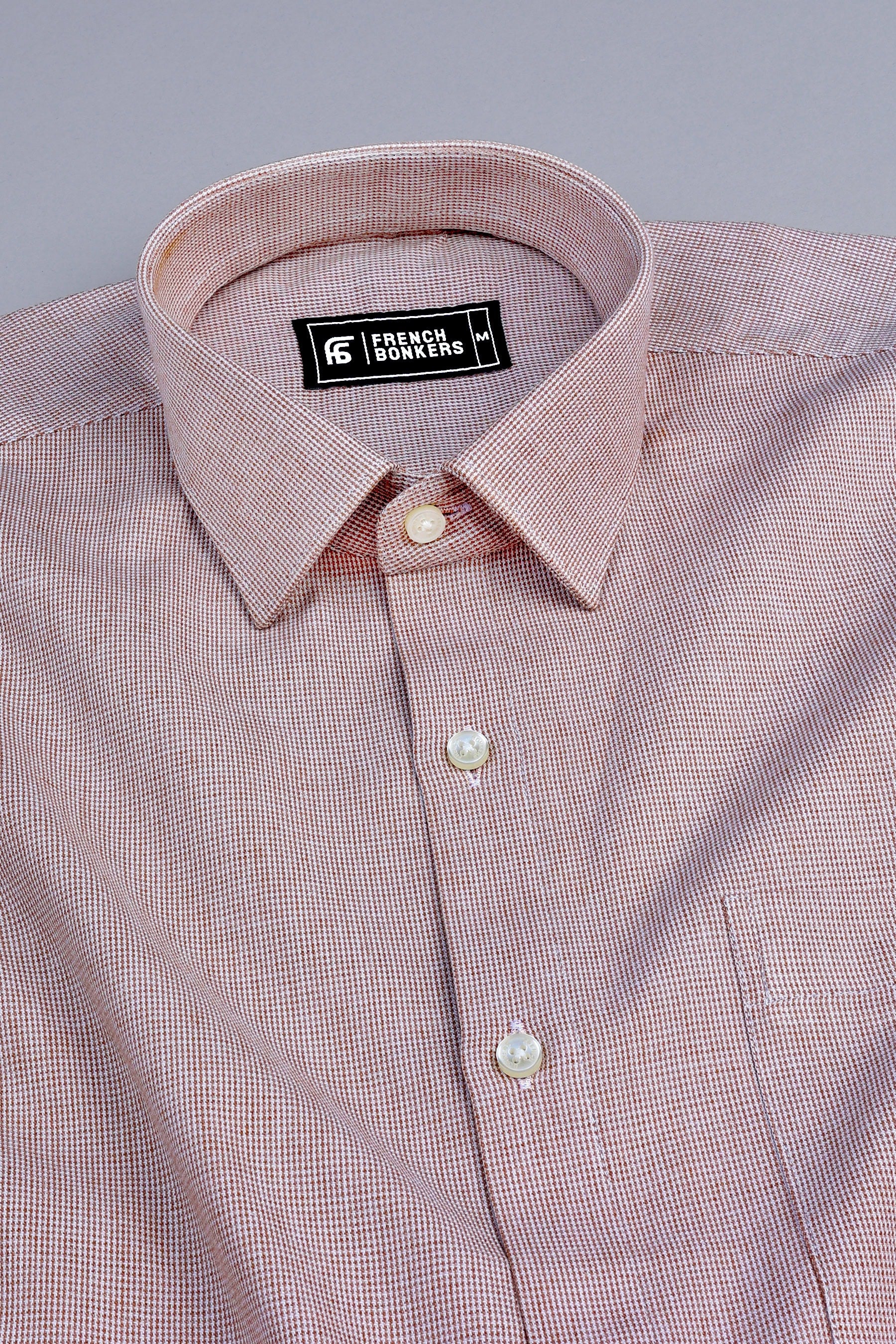 Vestia coffee brown cotton solid shirt