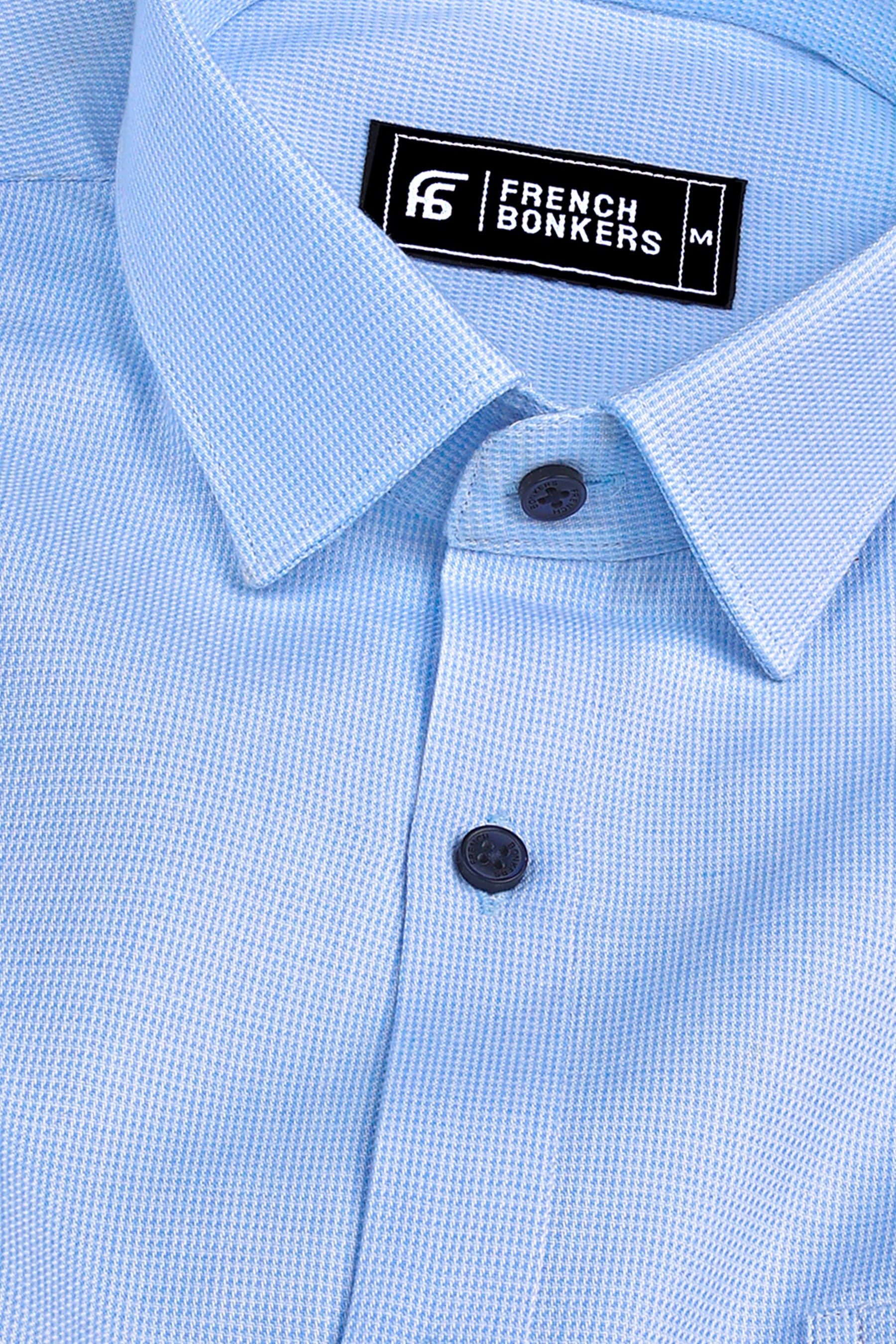 Vestia sky blue cotton solid shirt