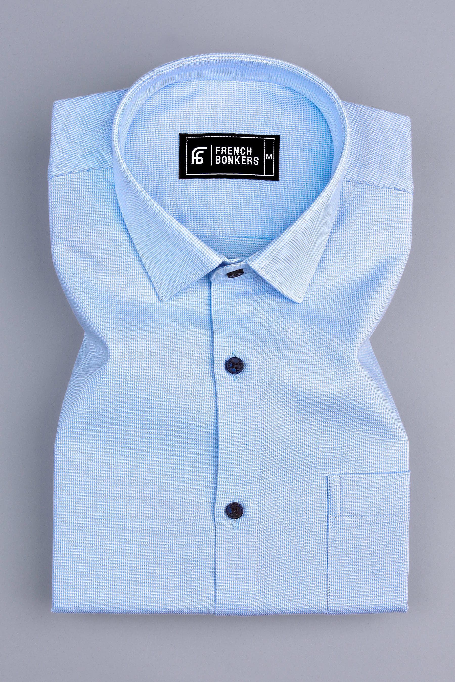 Vestia sky blue cotton solid shirt