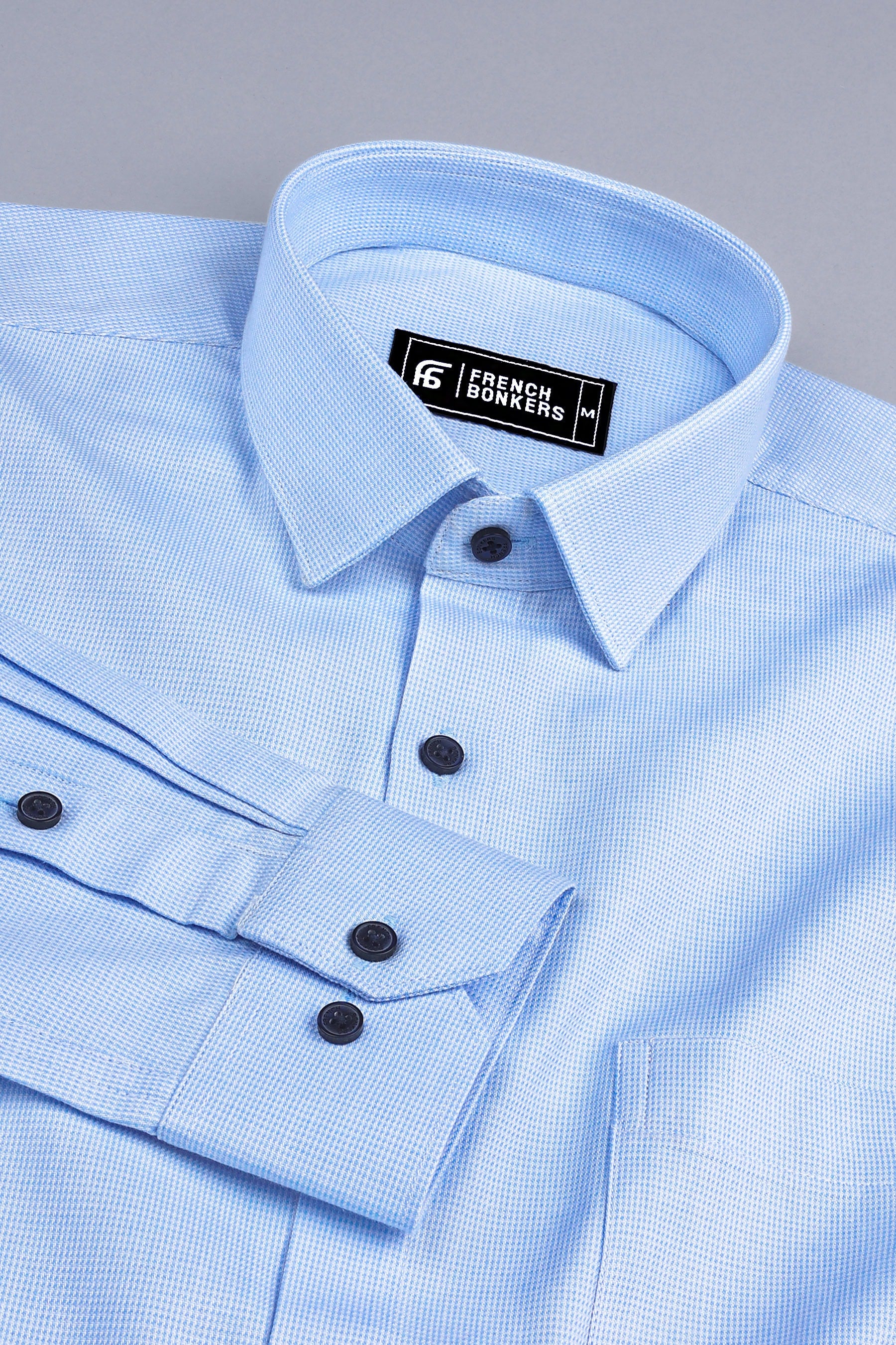 Vestia sky blue cotton solid shirt