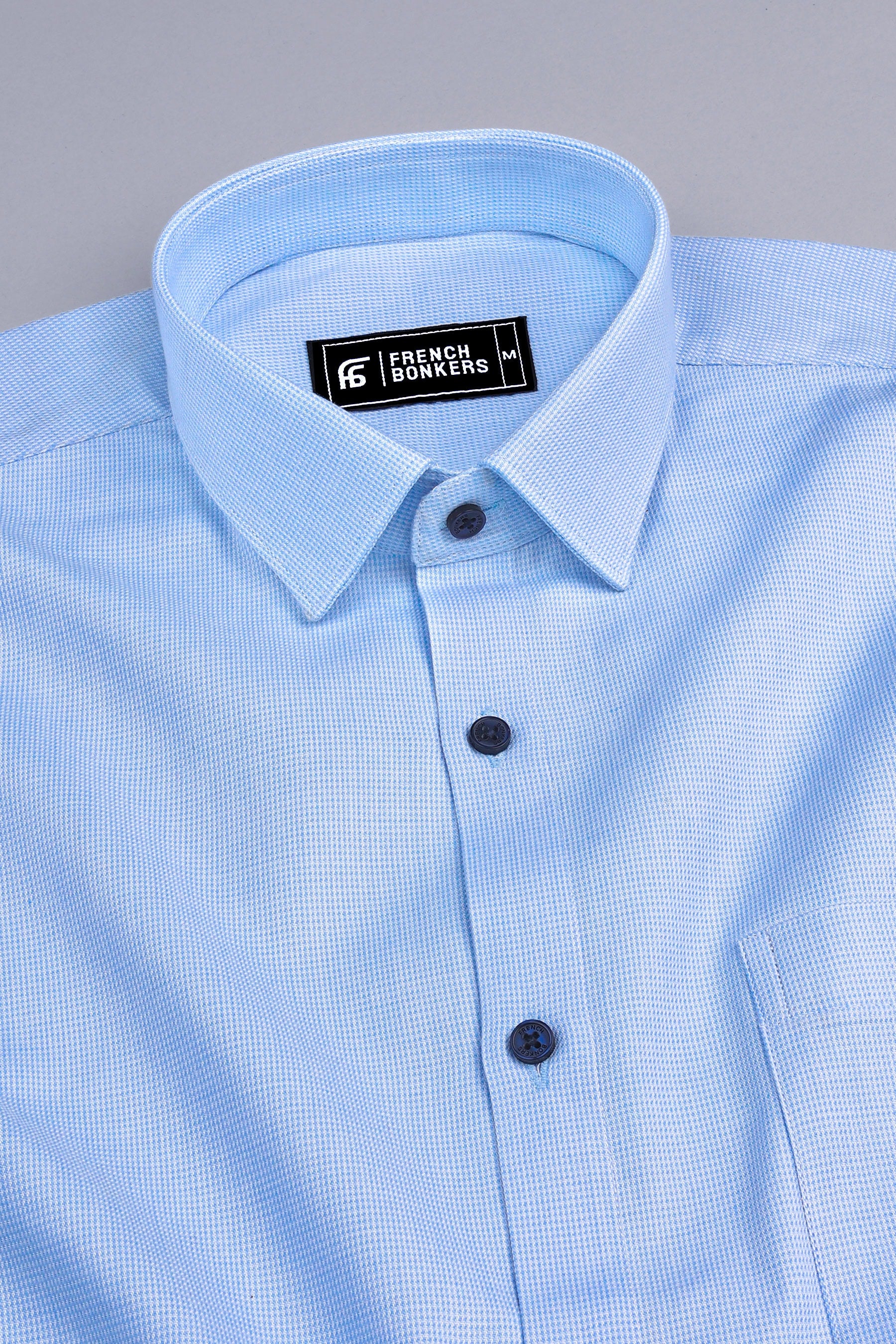 Vestia sky blue cotton solid shirt