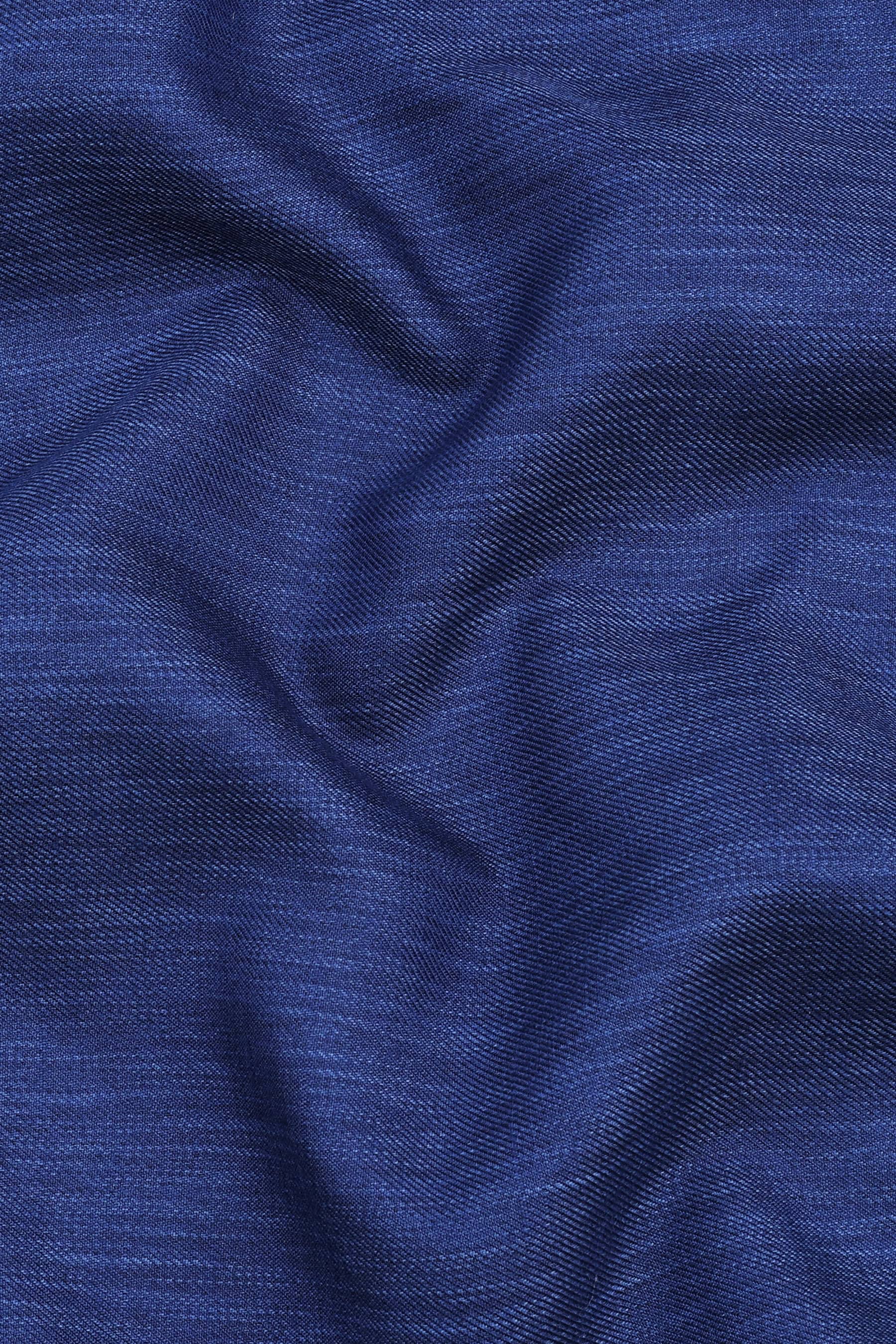 Egyptian blue twill texture cotton solid shirt