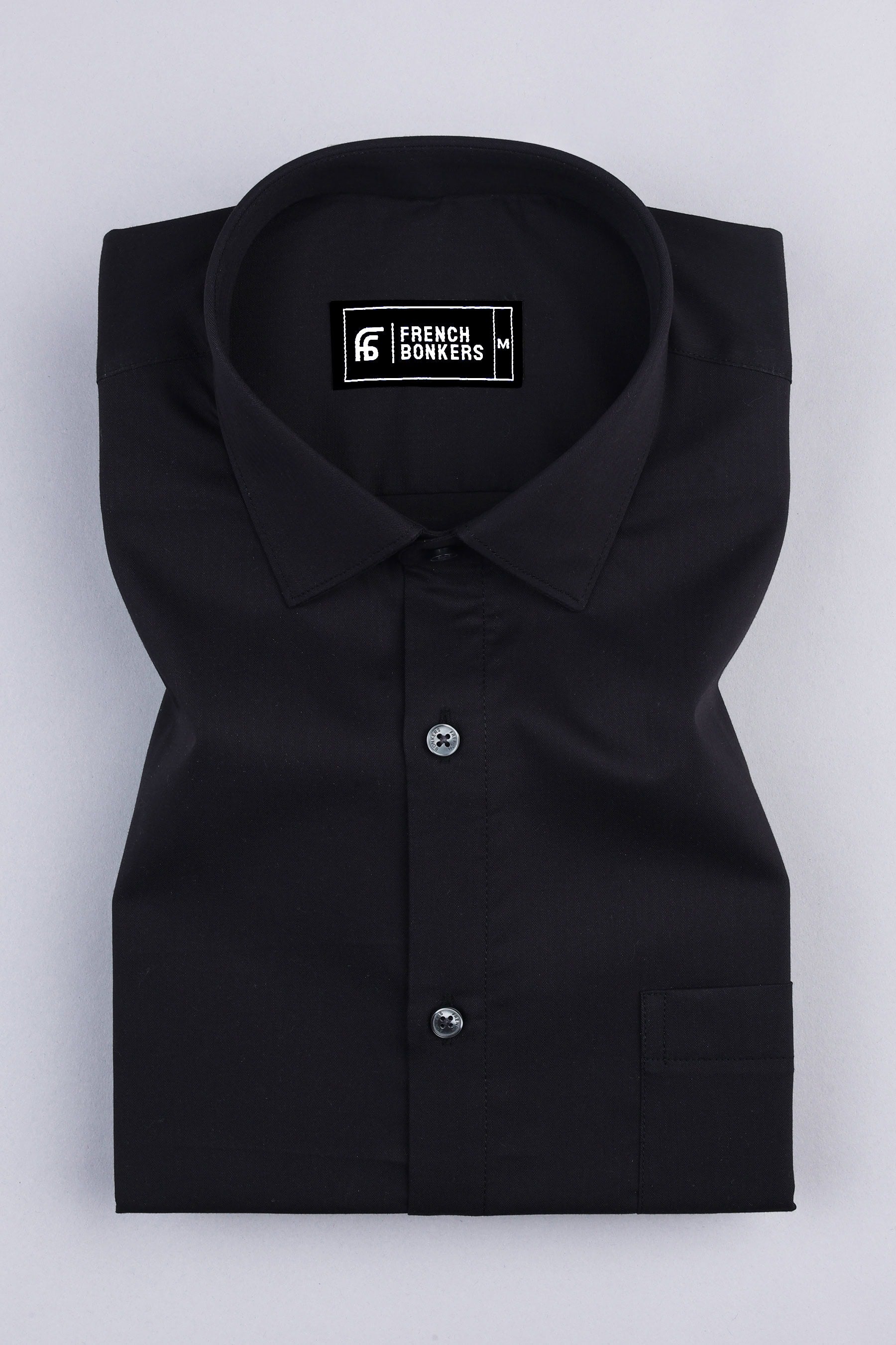 Soot black poplin solid shirt