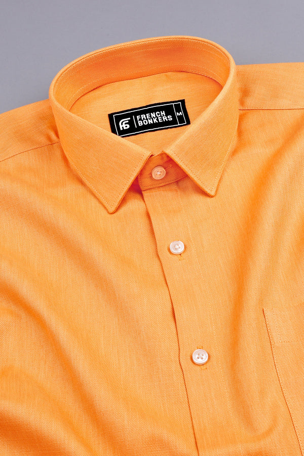 Banana yellow twill texture cotton solid shirt