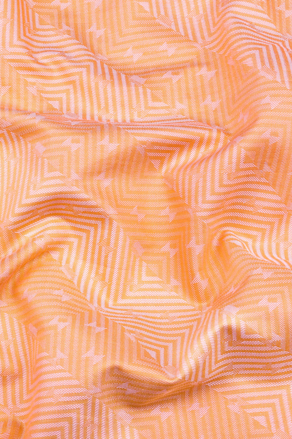 Light orange maze pattern floral printed jacquard cotton shirt