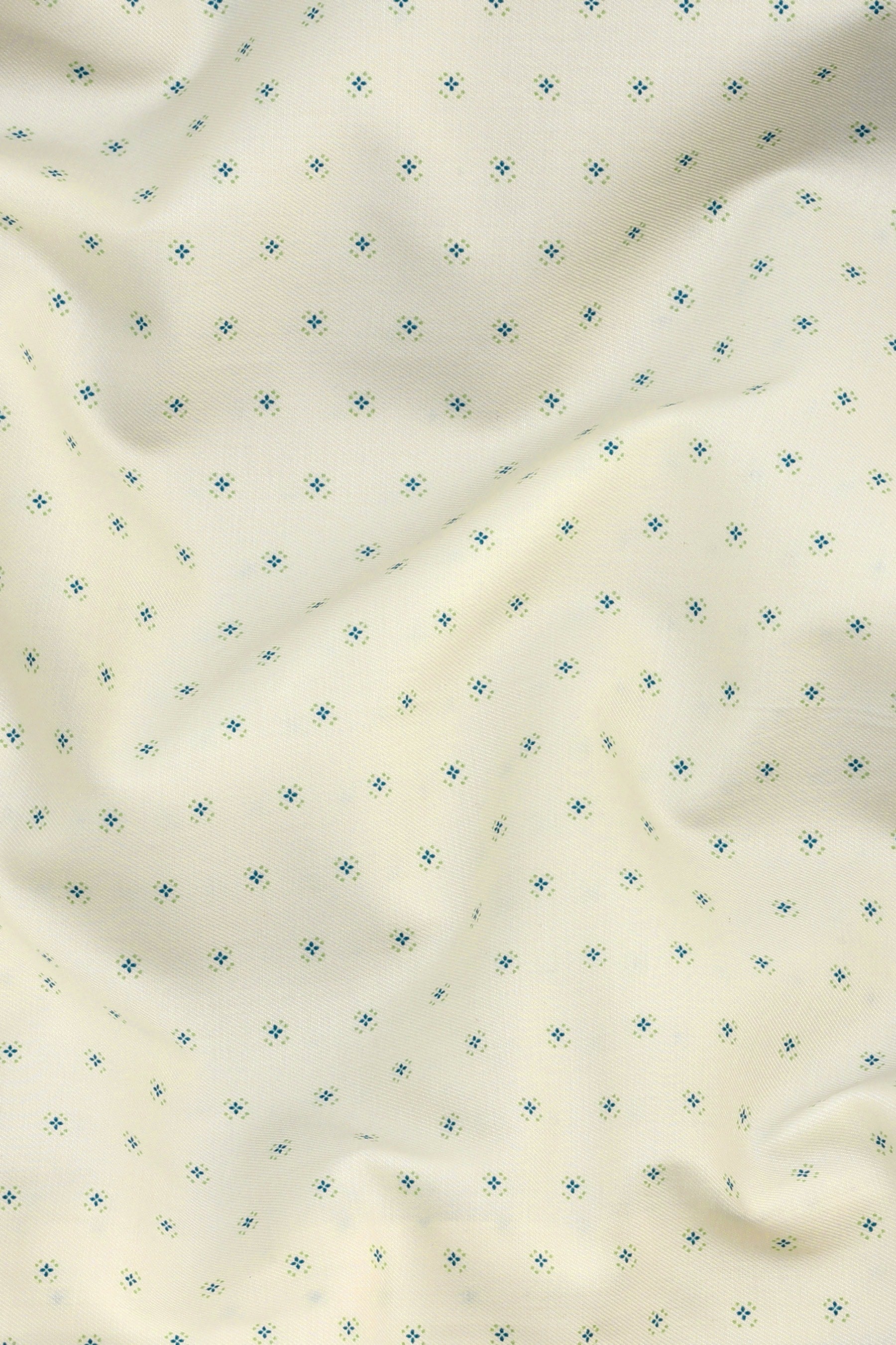 Porcelain white with micro blue printed cotton shirt