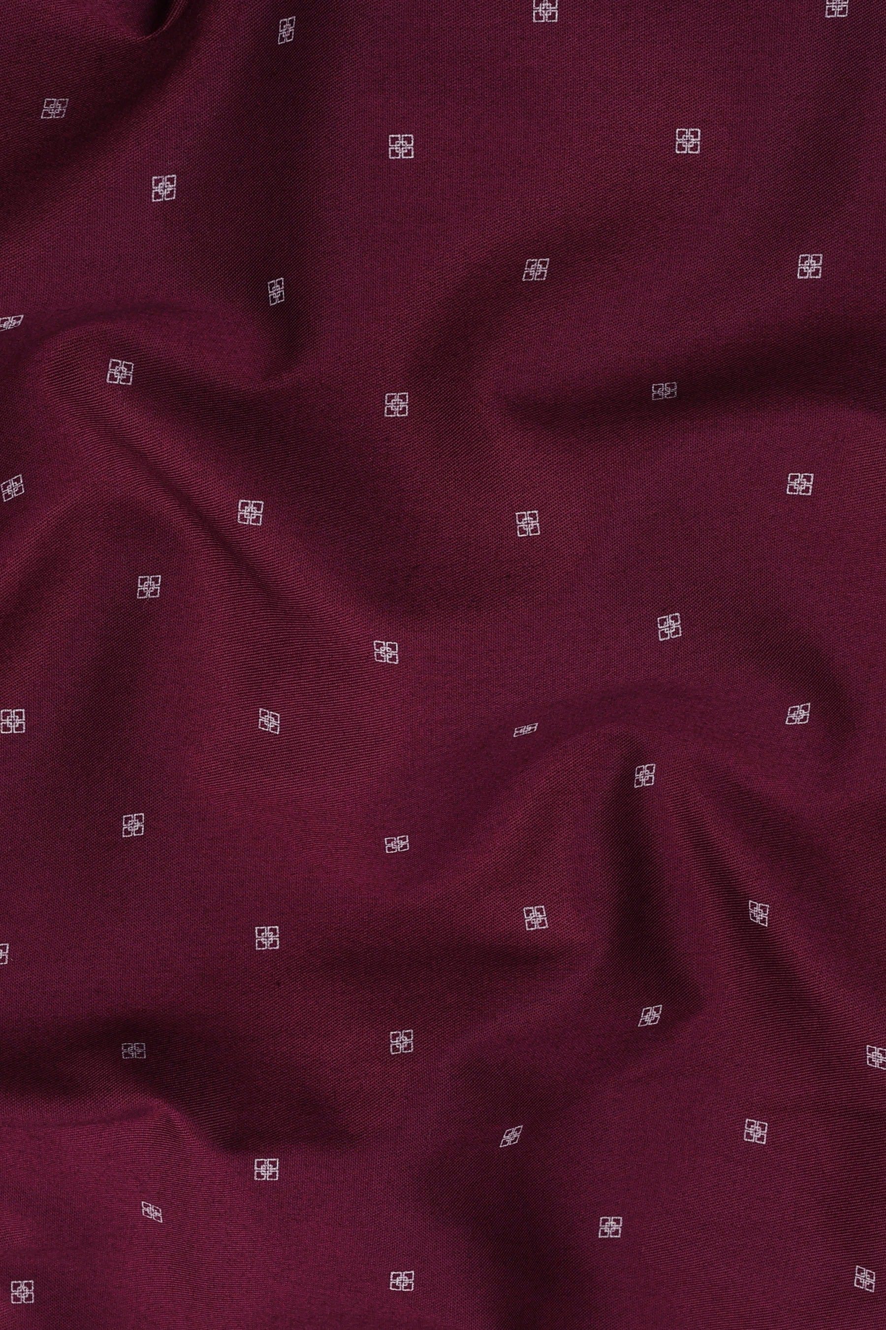 Maroon with white printed premium cotton shirt