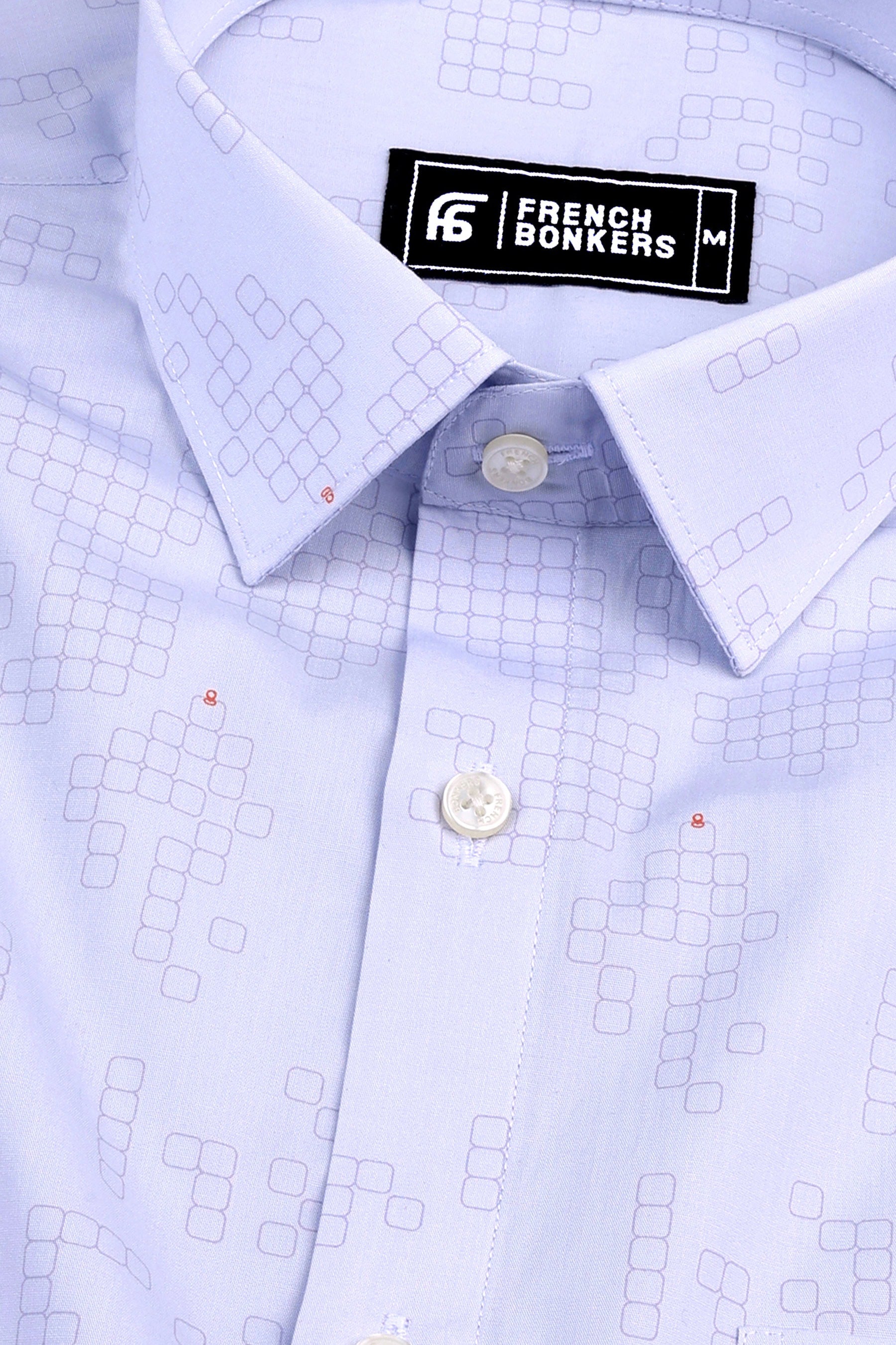 Slate grey square shape printed cotton shirt