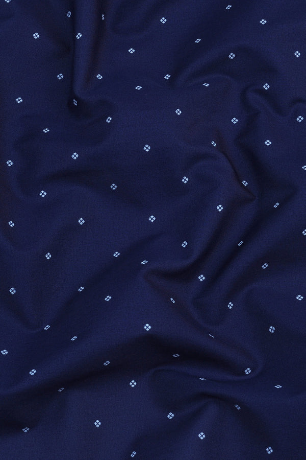 Dark blue with white printed cotton shirt