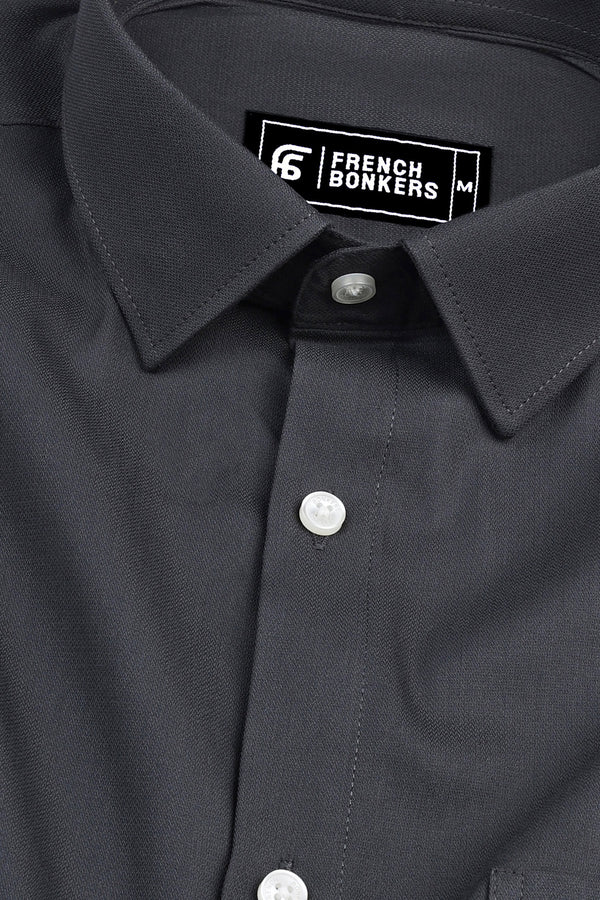 Dark Grey creape solid cotton shirt