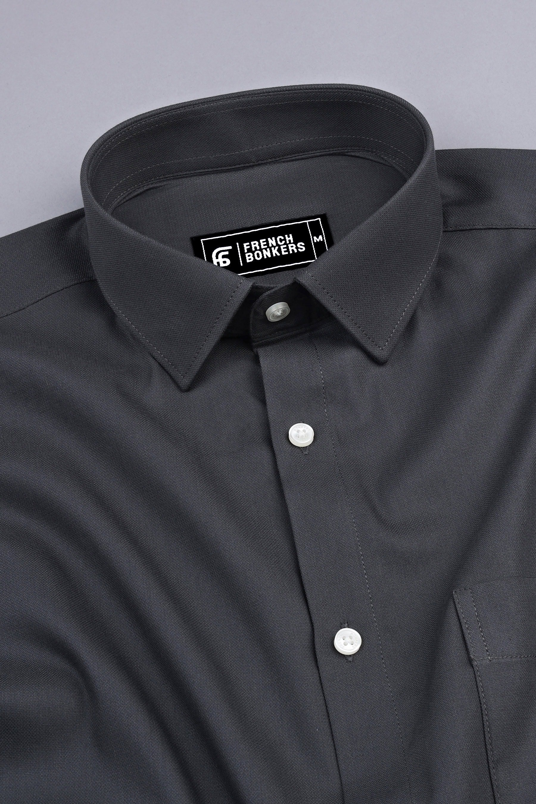 Dark Grey creape solid cotton shirt