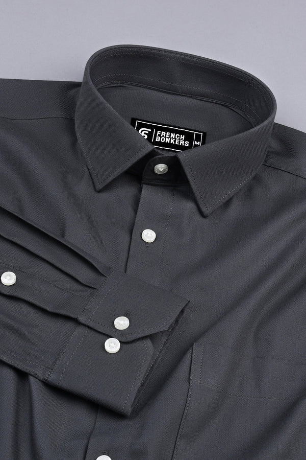 Dark Grey creape solid cotton shirt