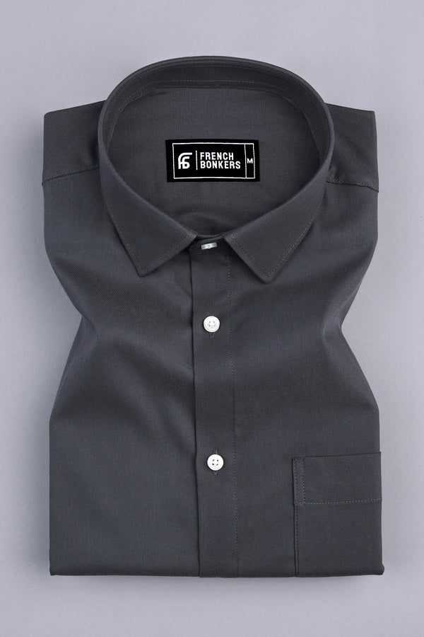 Dark Grey creape solid cotton shirt