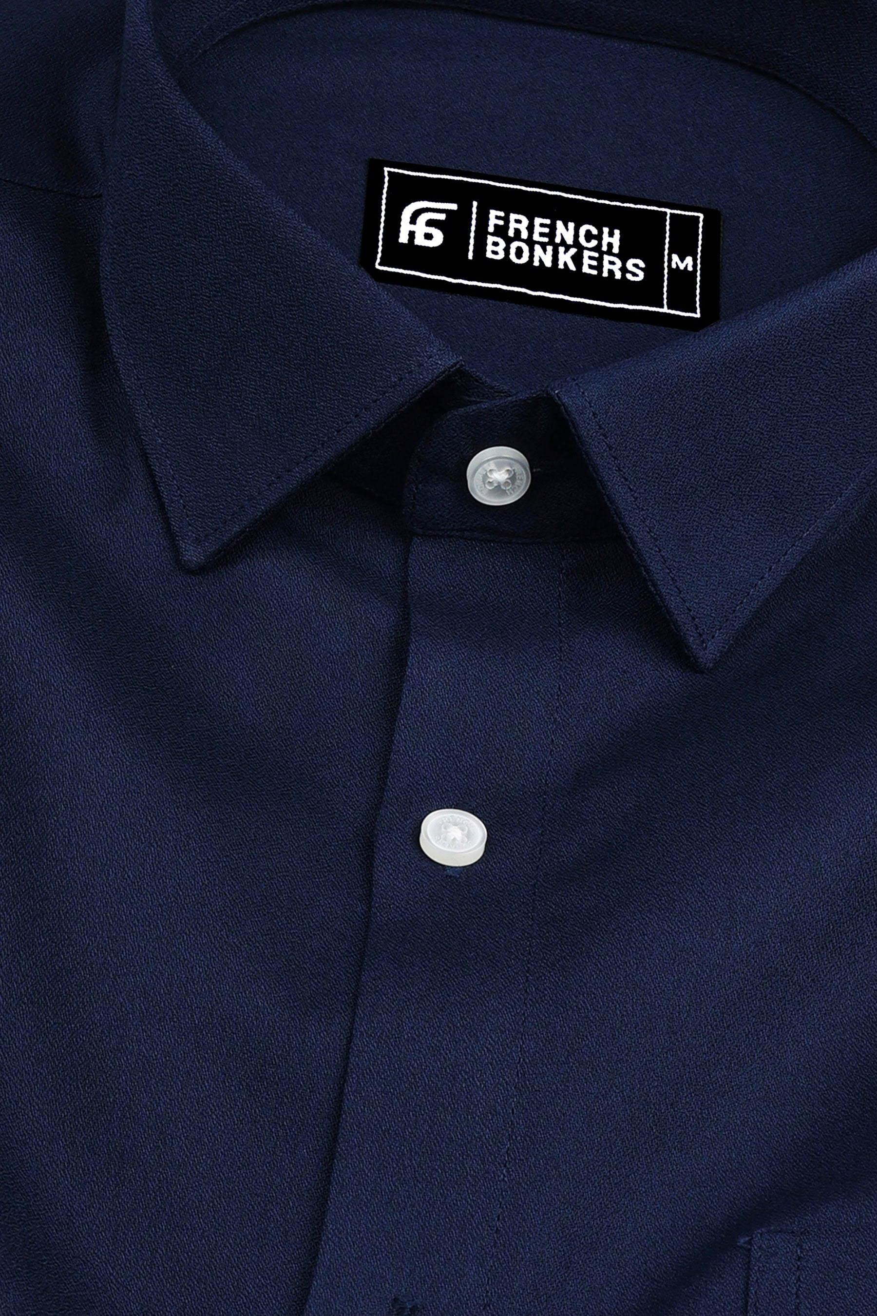 Dark blue creape solid cotton shirt