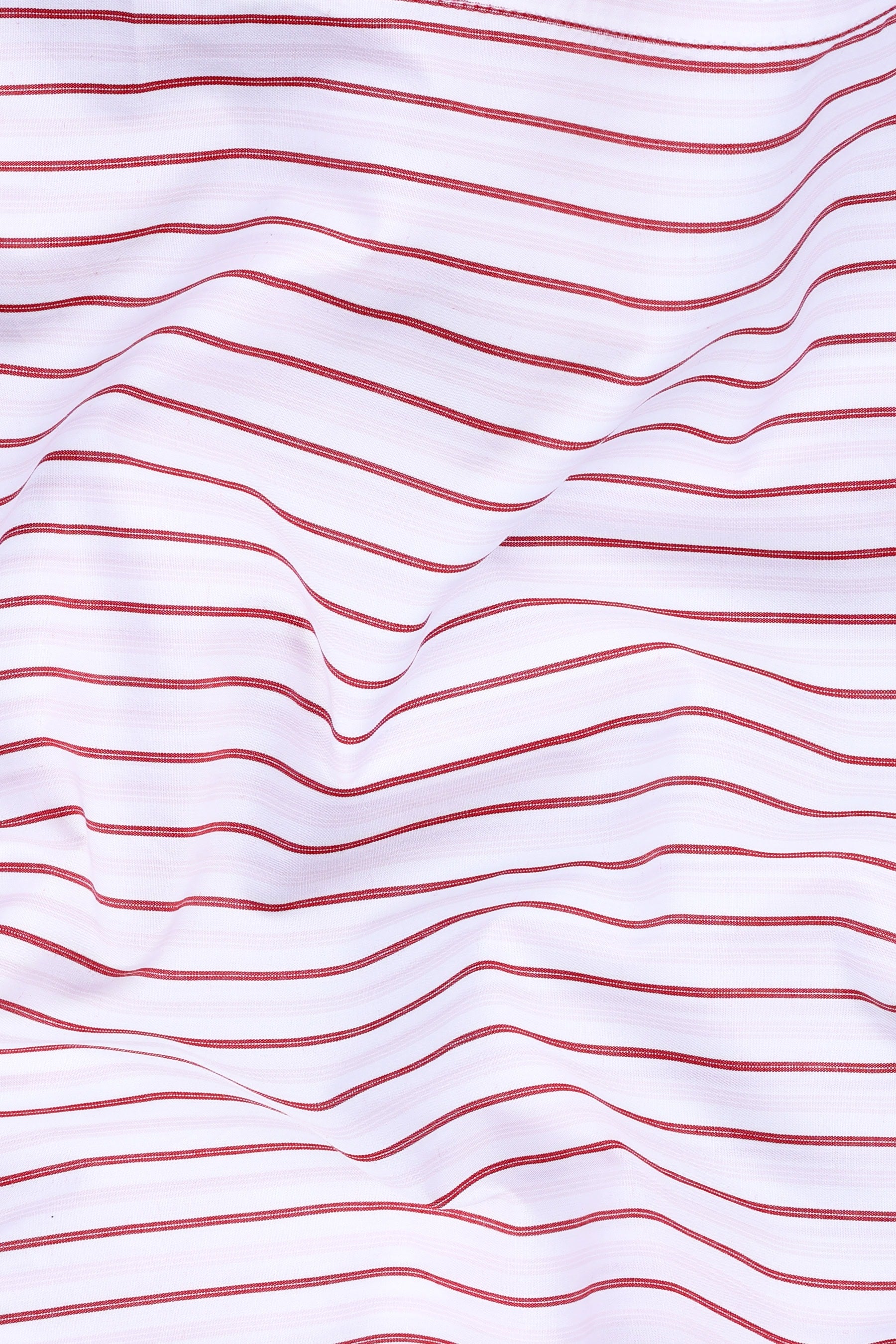 White with red awning stripe cotton shirt