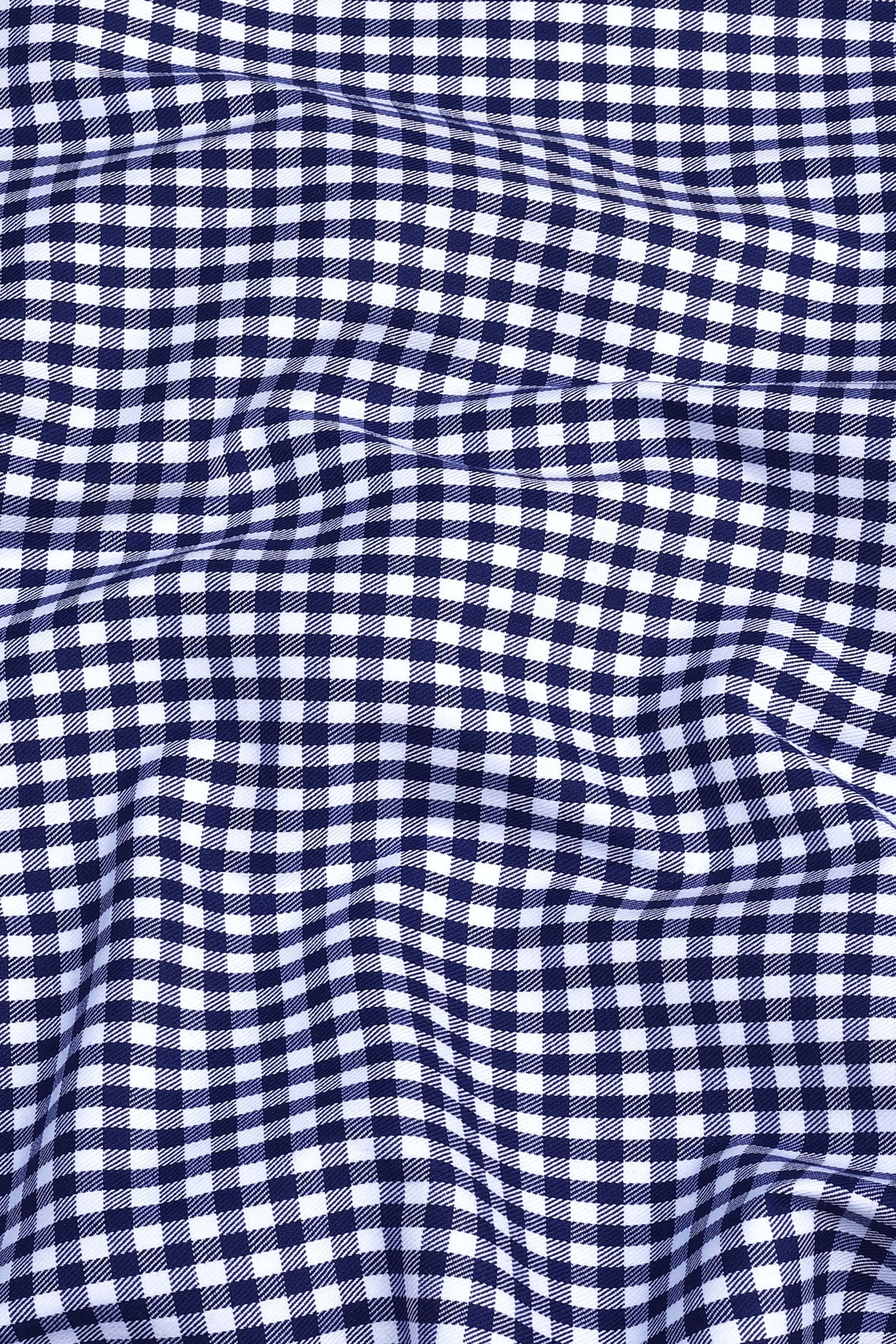 Dark blue with white classic twill check shirt