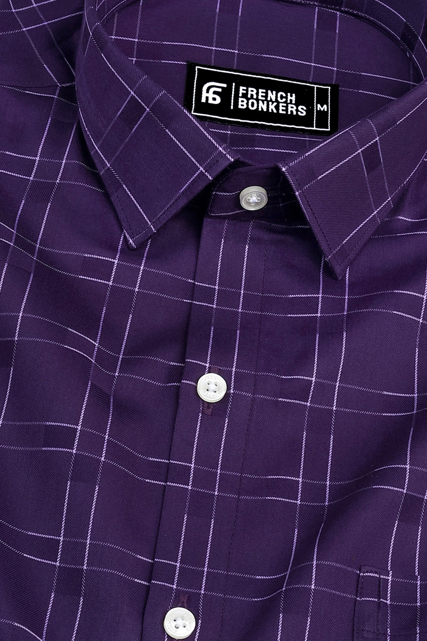 Dark purple box check shirt