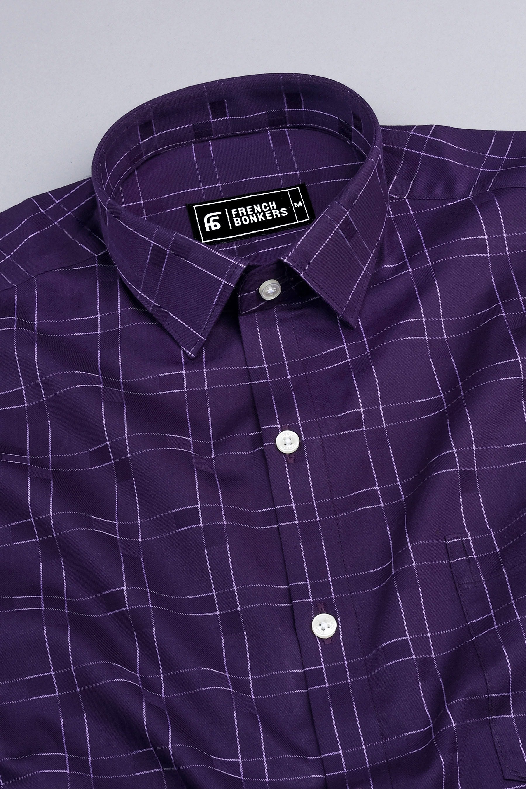 Dark purple box check shirt