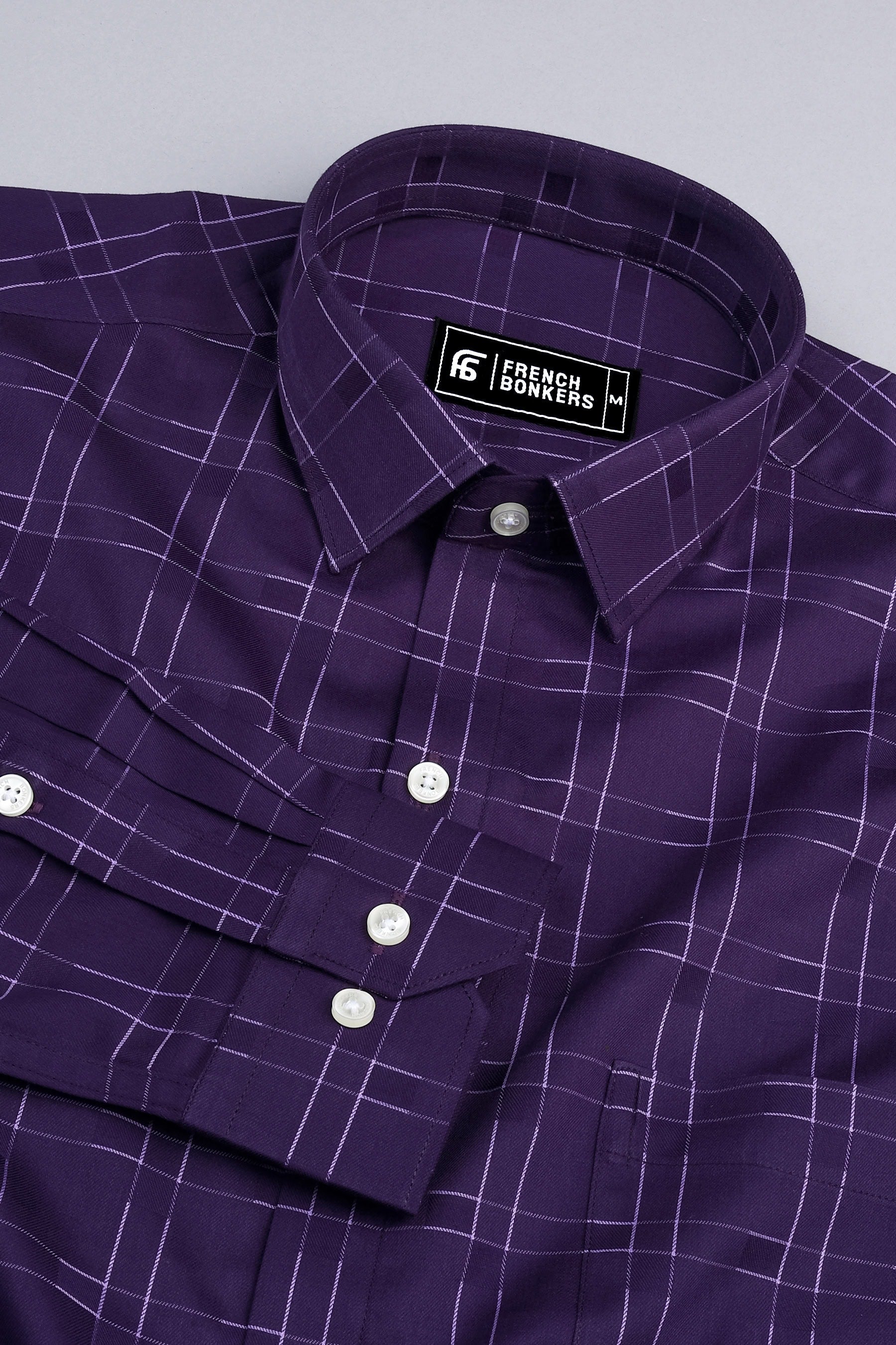 Dark purple box check shirt