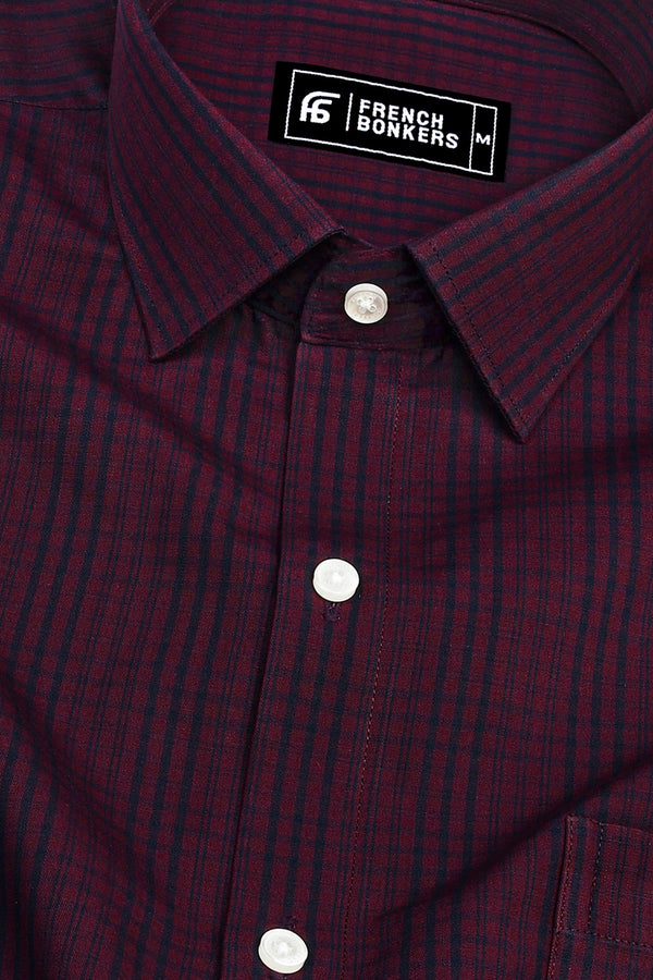 Garnet Red with black check shirt