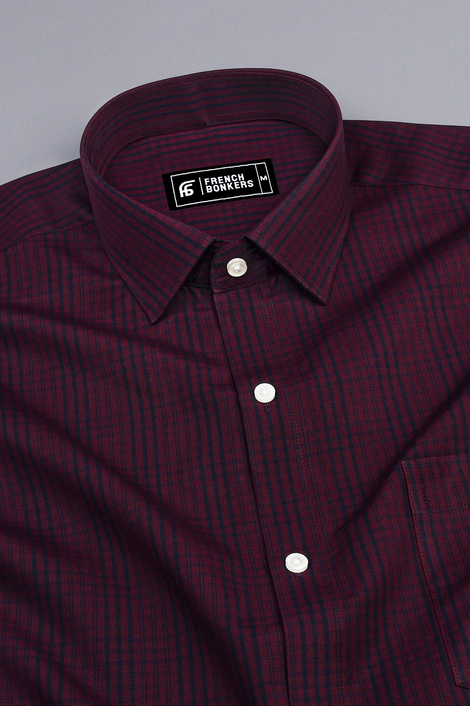 Garnet Red with black check shirt