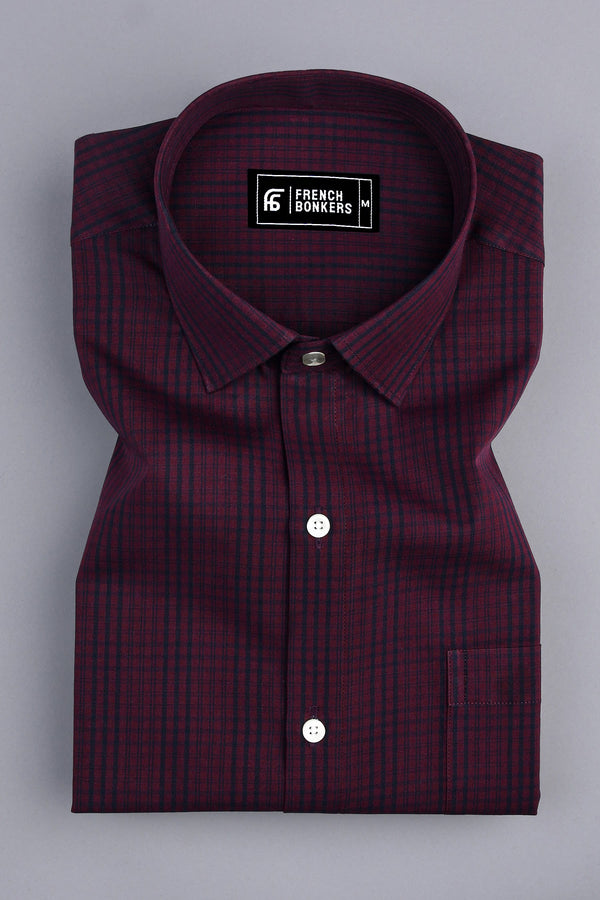 Garnet Red with black check shirt