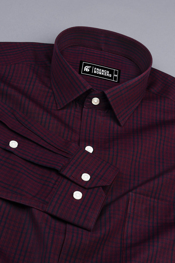 Garnet Red with black check shirt