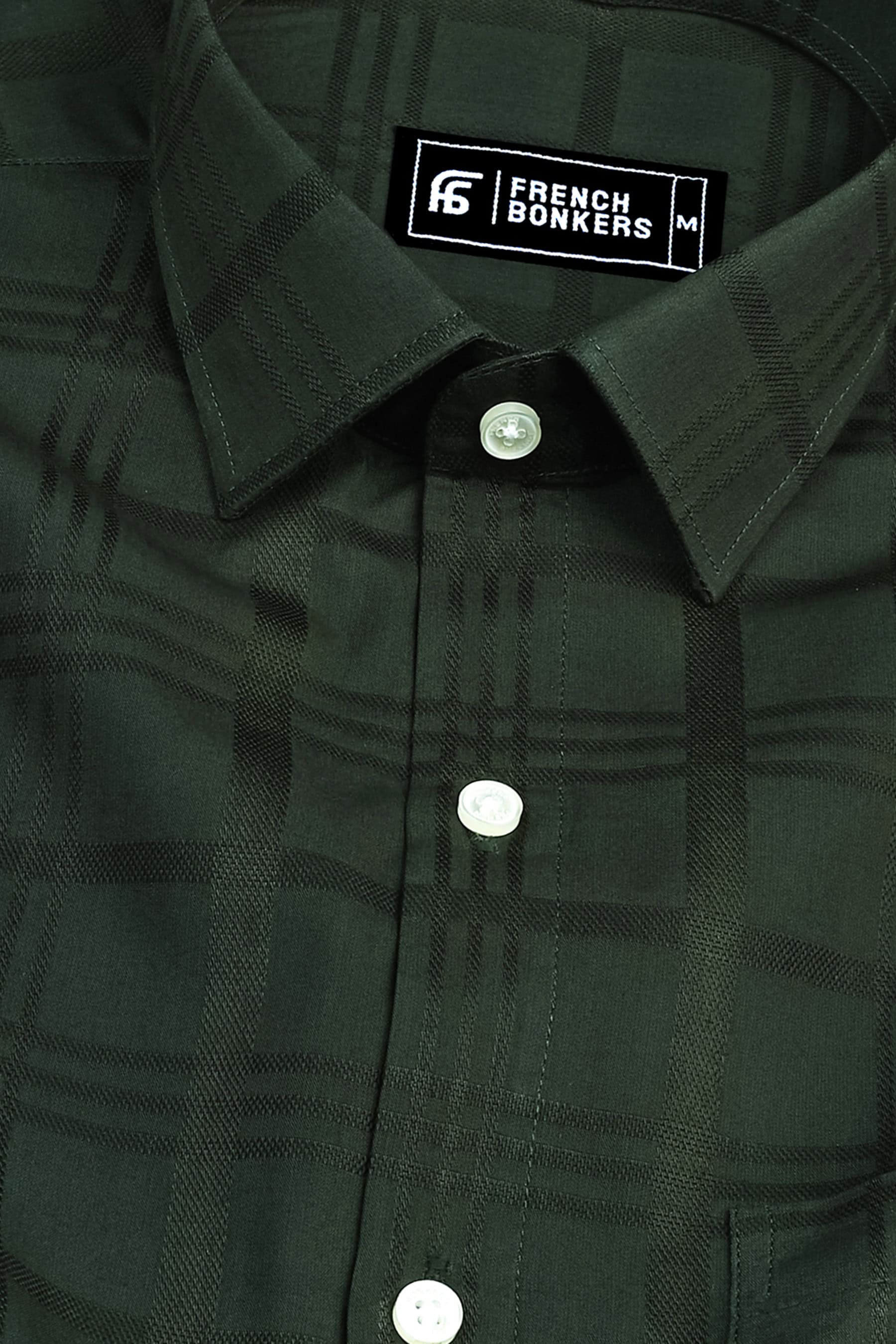 Juniper green windowpane check shirt