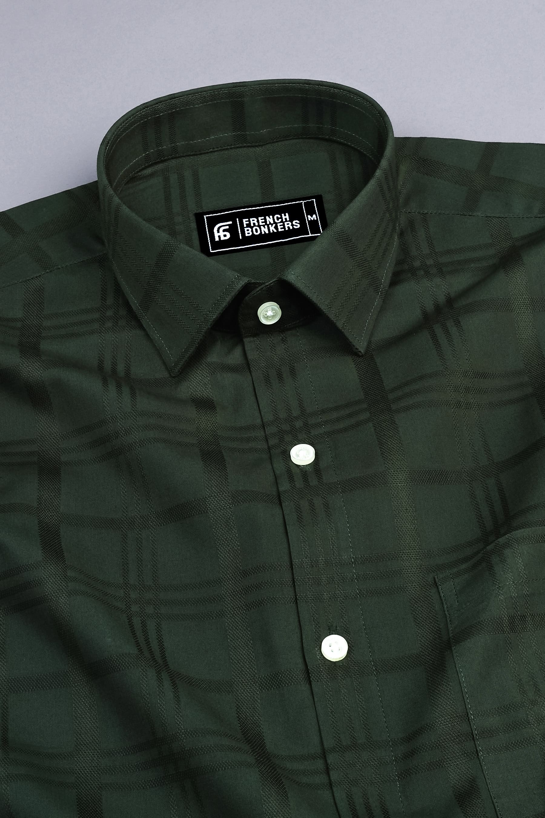 Juniper green windowpane check shirt