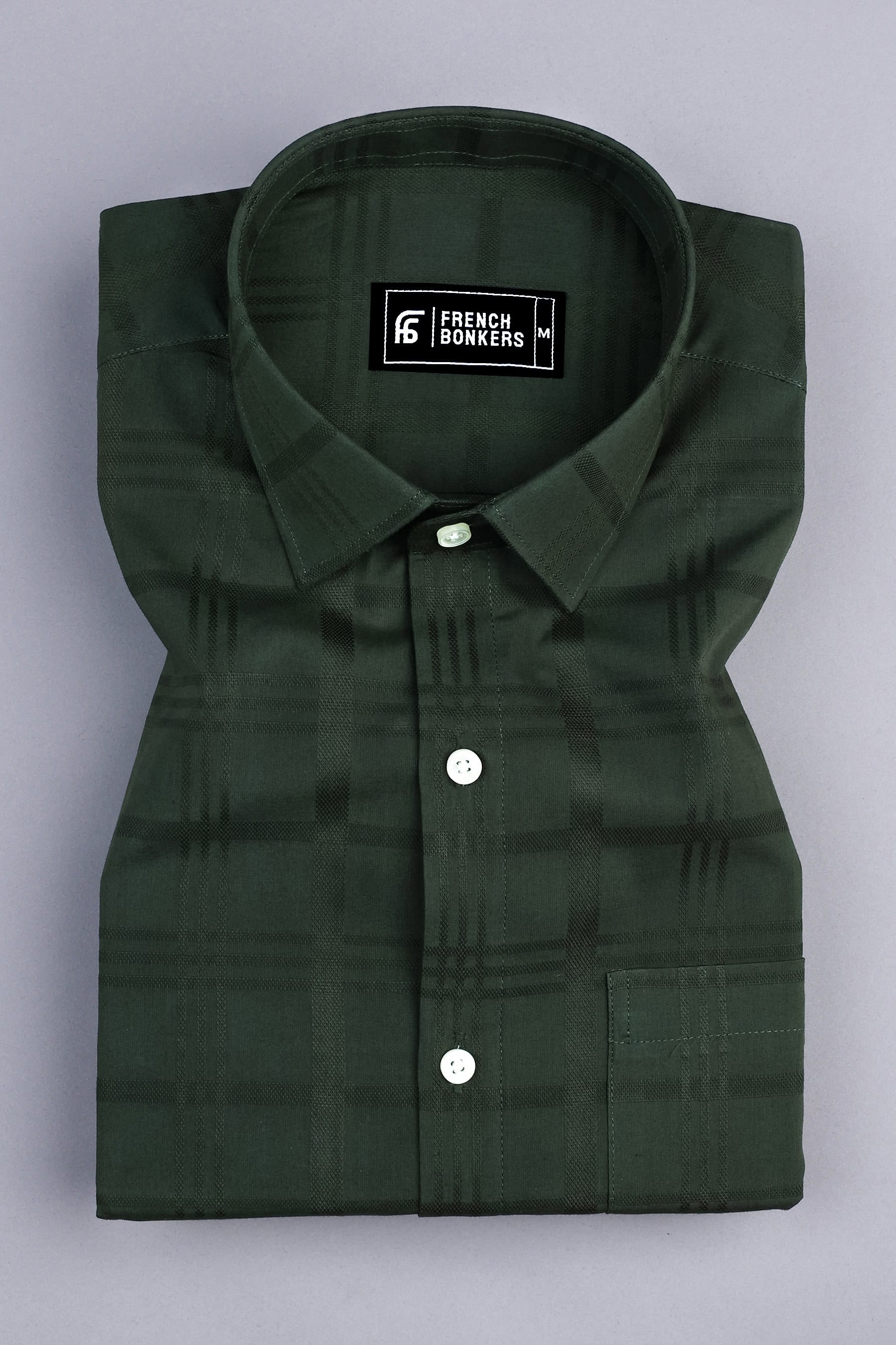 Juniper green windowpane check shirt