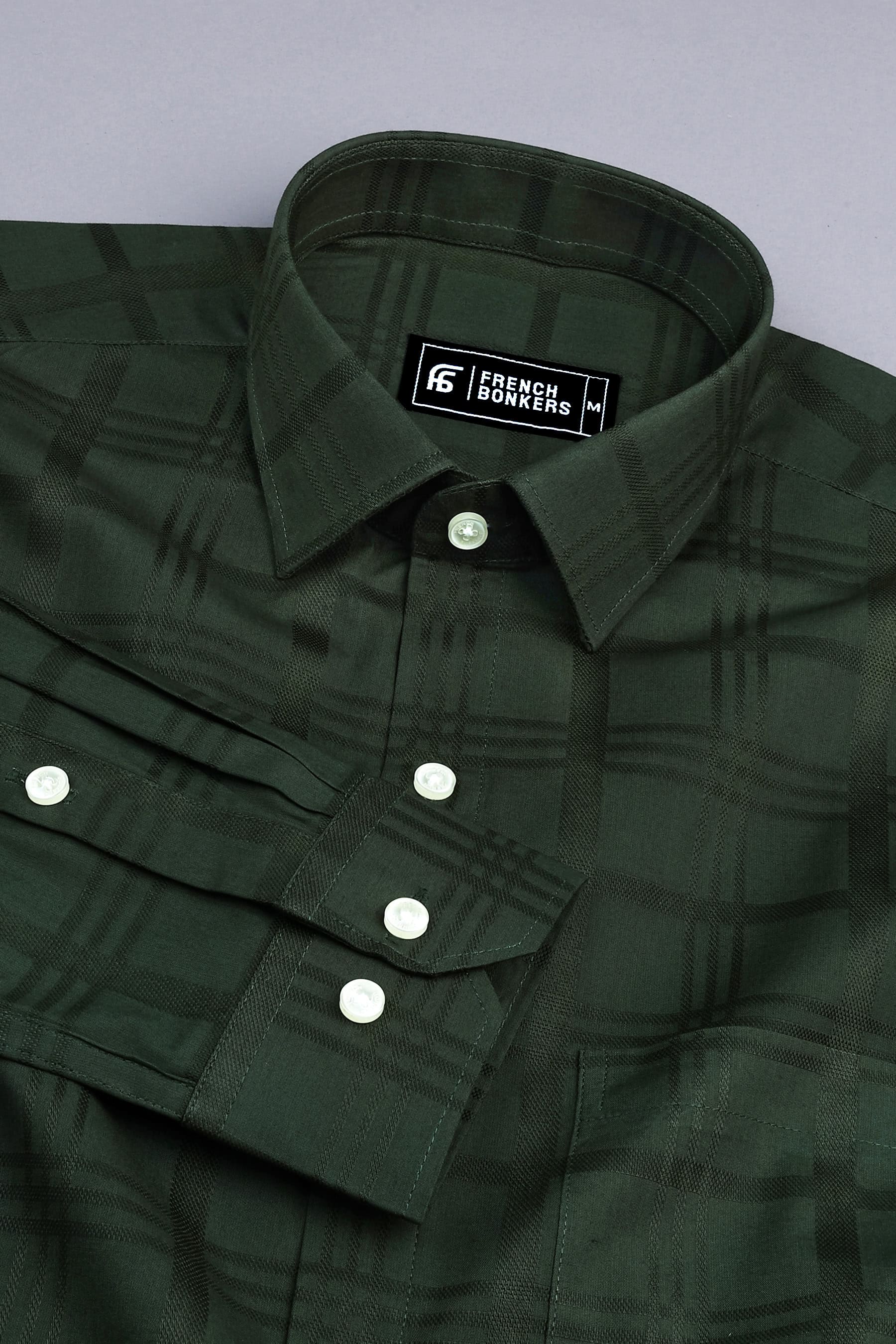 Juniper green windowpane check shirt